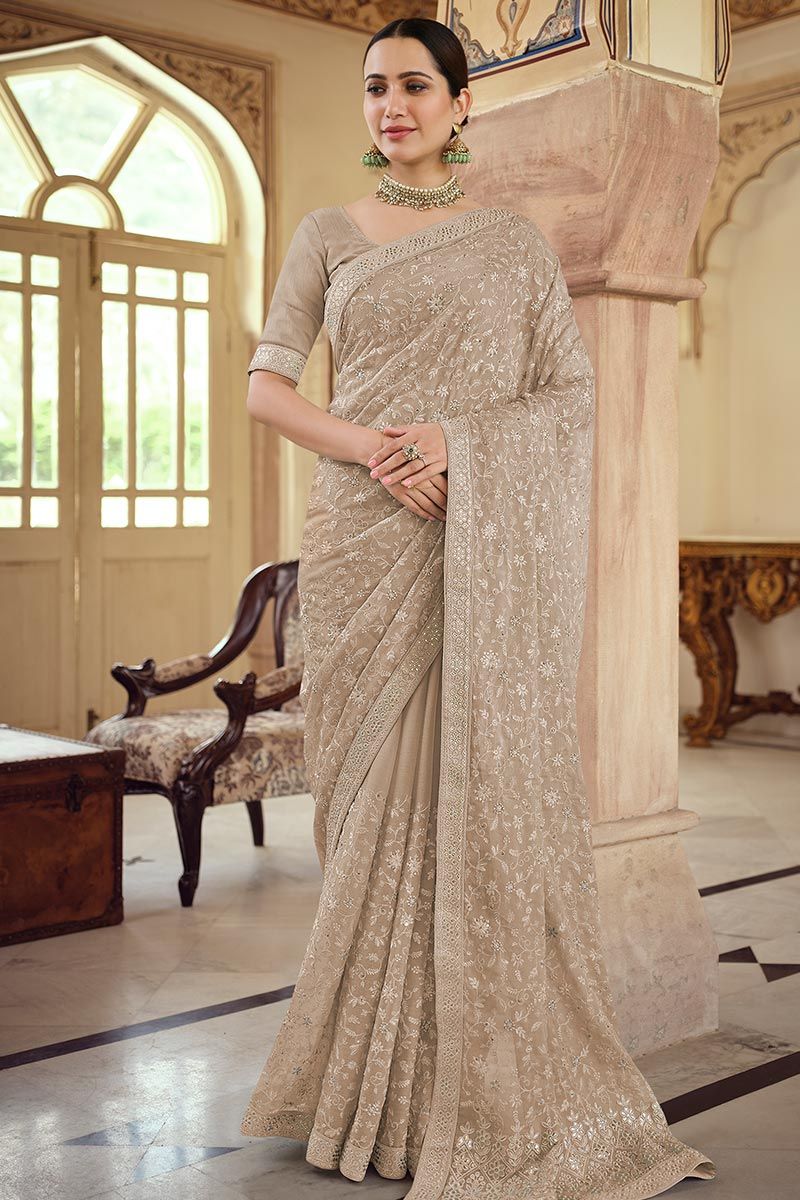 Party wear chiffon saree online on sale