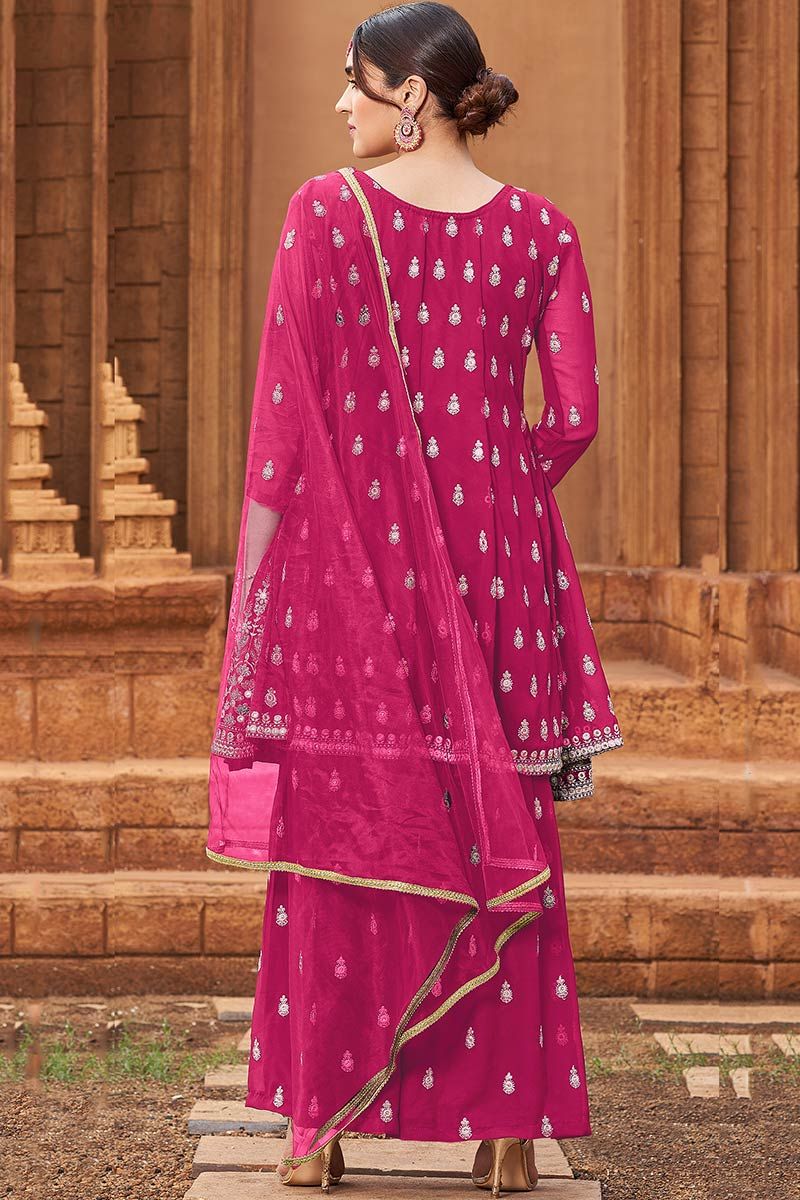 Buy Rani And Grey Banarasi Jacquard Thread Worked Churidar Suit | Churidar  Salwar Suits