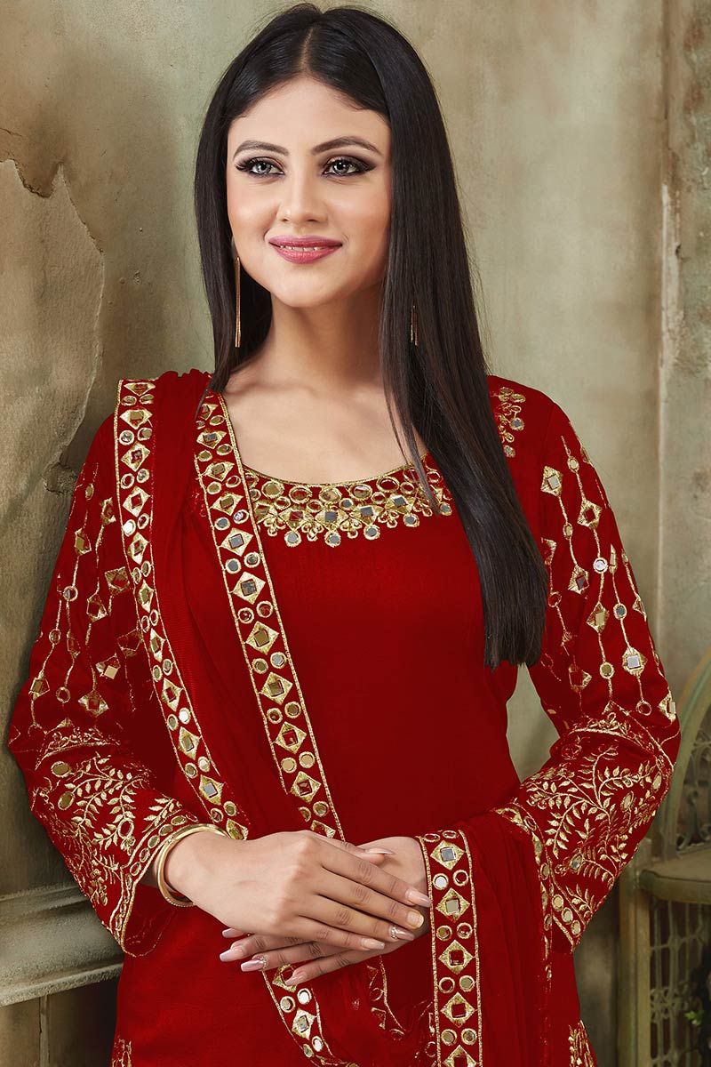 Buy Women's Red Kurta With Ruffle Dupatta. - Label Shaurya Sandhya Online  at Best Price | Trendia