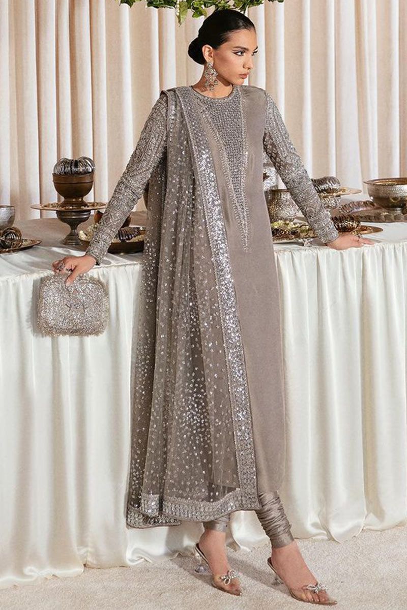 Grey Cotton Silk Embroidered Salwar Suit Material – Rajnandini Fashion