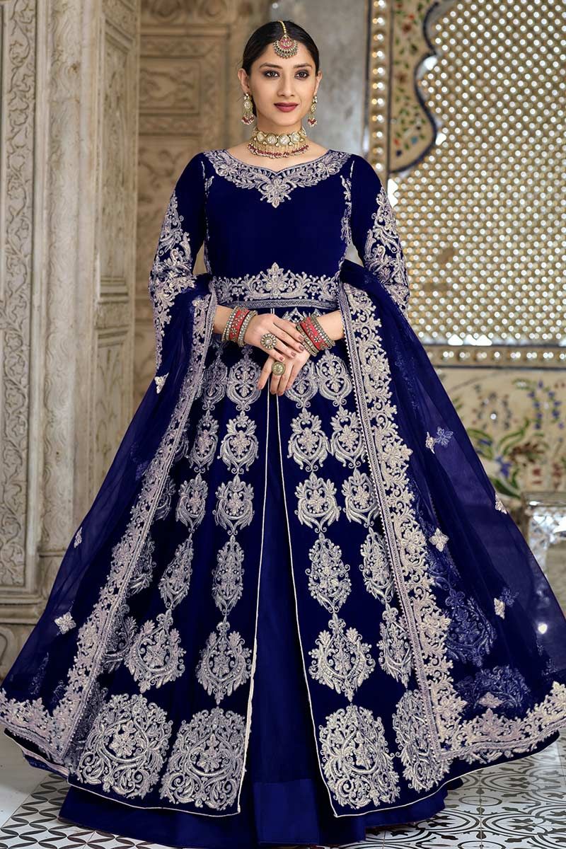 Bollywood Stylish Designer Velvet Anarkali Gown Suits, 51% OFF