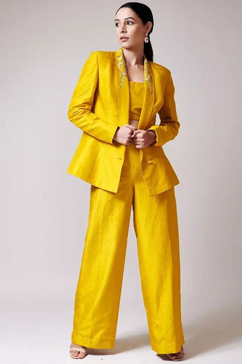 Successo Men's Yellow 100% Linen 2 Piece Shirt Pants Walking Suit 1065