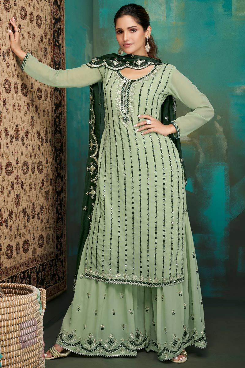 Buy BIBA Womens Light Green Cotton Anarkali Suit Set | Shoppers Stop