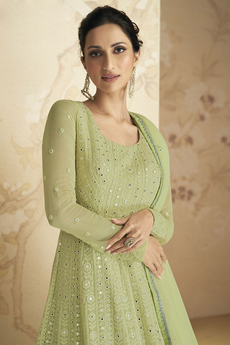 Lemon Green Tie Dye Full Suit With Tabbi Silk Dupatta – Aman Sandhu Boutique