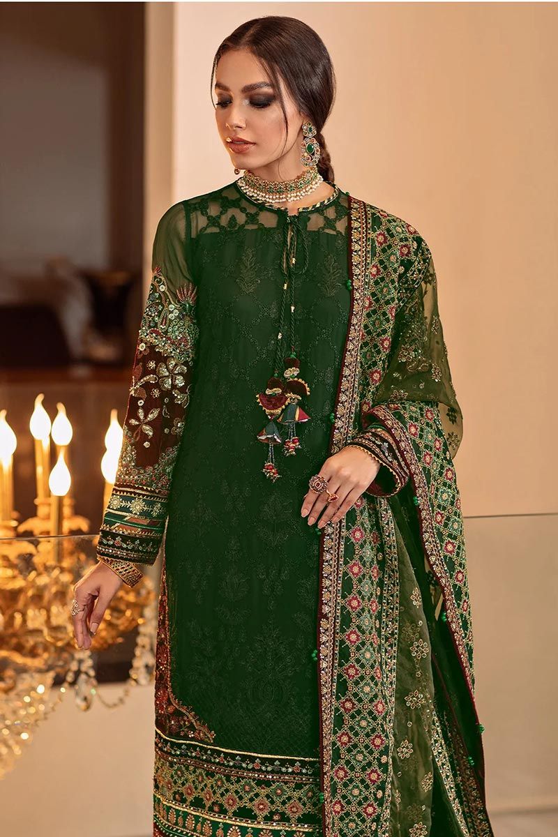 mehndi functional green color georgette fabric churidar suit salv4004 1