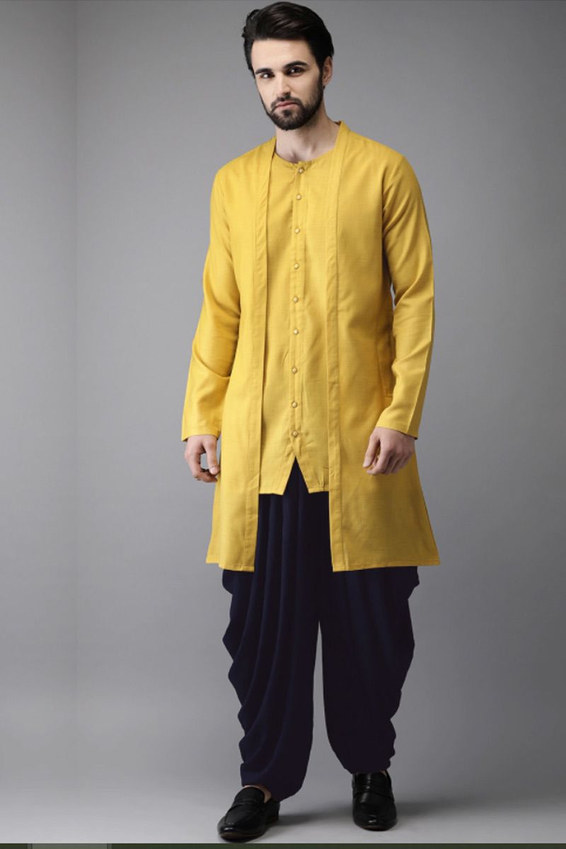 Buy Anouk Men Navy & Black Solid Layered Kurta With Dhoti Pants - Kurta  Sets for Men 9367405 | Myntra