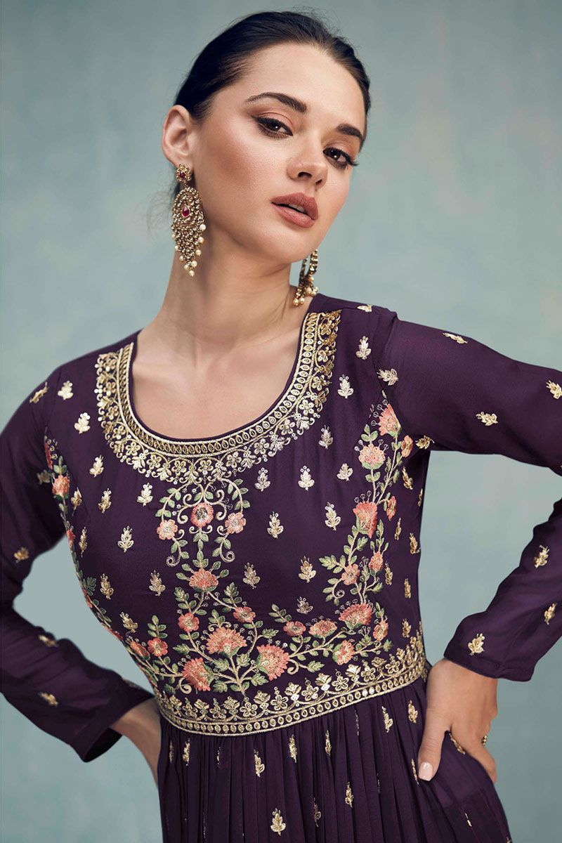 NRIHK 149 HEAVY FOX GEORGETTE SILK HEAVY EMBROIDERY SEQUENCE WORK ZIG ZAG  DESIGN LATEST EXCLUSIVE FANCY DESIGNER PARTY WEAR WEDDING READYMADE STYLISH SHARARA  SUITS BEST SELLER IN INDIA MAURITIUS UK - Reewaz