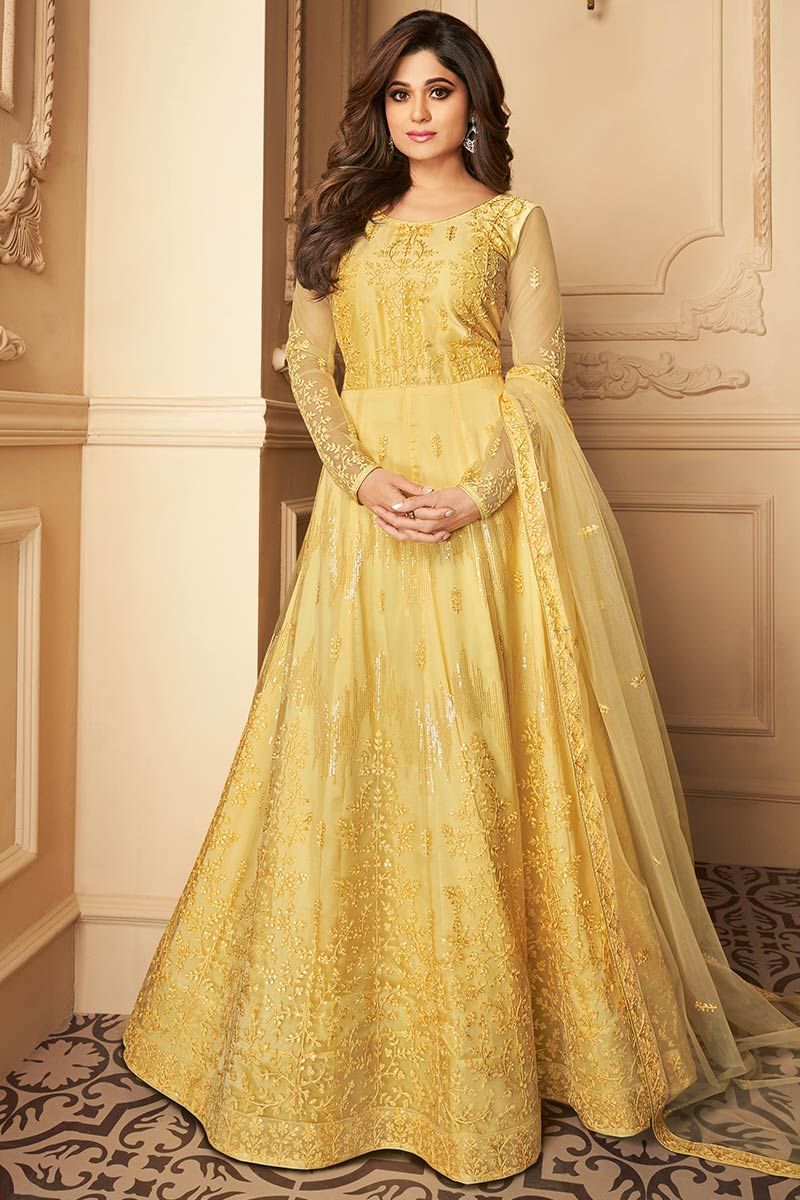 Net Satin - Anarkali Salwar Kameez - Indian Dress - C1027C | Fabricoz USA