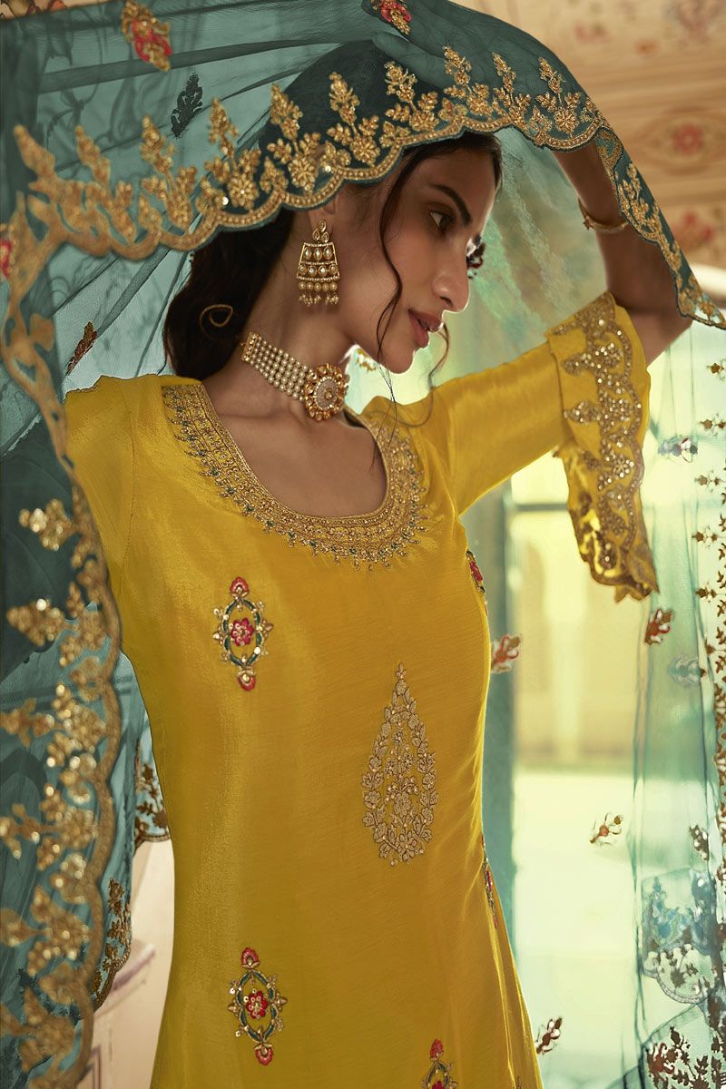 Buy Yellow Ethnic Printed Strappy Embellished Cotton Top - Jaipur Kurti